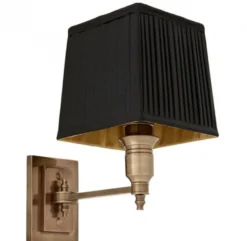 Casa Padrino Luxus 1-flammige Messing Wandleuchte mit schwarzem Stoffschirm - 14 x 22 x 27 cm