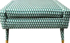 Casa Padrino Luxus Fußhocker Grün / Gold 76 x 62 x H. 46 cm - Wohnzimmer Hocker im Neoklassichen Stil - Designer Wohnzimmermöbel Fünfziger Sechziger Jahre