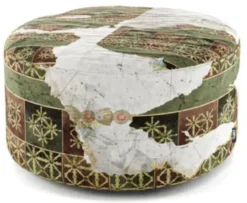 Casa Padrino Luxus Fußhocker Grün / Mehrfarbig Ø 75 x H. 30 cm - Runder Samt Hocker - Wohnzimmer Möbel - Hotel Möbel - Luxus Möbel - Luxus Einrichtung