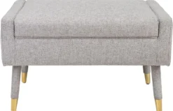 Casa Padrino Luxus Fußhocker Grau / Gold 76 x 62 x H. 46 cm - Wohnzimmer Hocker im Neoklassichen Stil - Designer Wohnzimmermöbel