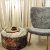Casa Padrino Luxus Fußhocker Mehrfarbig Ø 75 x H. 30 cm - Runder Samt Hocker - Wohnzimmer Möbel - Hotel Möbel - Luxus Möbel - Luxus Einrichtung