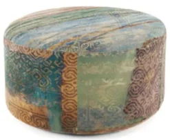 Casa Padrino Luxus Fußhocker Mehrfarbig Ø 75 x H. 30 cm - Runder Samt Hocker - Wohnzimmer Möbel - Hotel Möbel - Luxus Möbel - Luxus Einrichtung