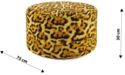 Casa Padrino Luxus Fußhocker mit Leopard Muster Ø 75 x H. 30 cm - Runder Samt Hocker - Wohnzimmer Möbel - Hotel Möbel - Luxus Möbel - Luxus Einrichtung
