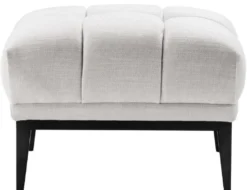 Casa Padrino Luxus Fußhocker Weiß / Schwarz 65 x 53 x H. 44 cm - Rechteckiger Hocker mit Edelstahl Beinen - Wohnzimmer Möbel