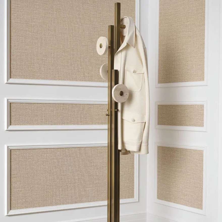 Casa Padrino Luxus Garderobenständer Vintage Messing / Beige H. 175,5 cm - Luxus Möbel