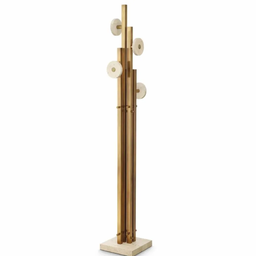 Casa Padrino Luxus Garderobenständer Vintage Messing / Beige H. 175,5 cm - Luxus Möbel