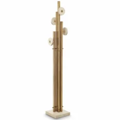 Casa Padrino Luxus Garderobenständer Vintage Messing / Beige H. 175,5 cm - Luxus Möbel