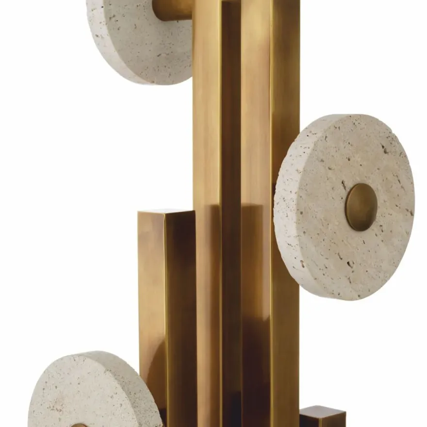 Casa Padrino Luxus Garderobenständer Vintage Messing / Beige H. 175,5 cm - Luxus Möbel