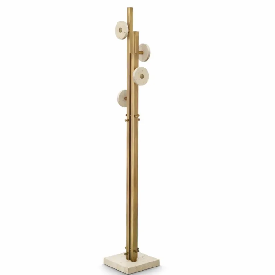 Casa Padrino Luxus Garderobenständer Vintage Messing / Beige H. 175,5 cm - Luxus Möbel