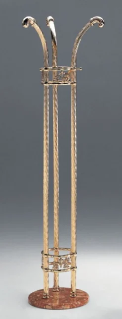 Casa Padrino Luxus Garderobenständer Messing / Braun Ø 46 x H. 163 cm - Messing Kleiderständer mit Marmorsockel - Luxus Möbel - Garderoben Möbel - Hotel Möbel - Luxus Qualität - Made in Italy