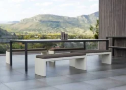Casa Padrino Luxus Gartenbank Dunkelgrau / Matt Weiß 180 cm - Outdoor Garten Sitzbank