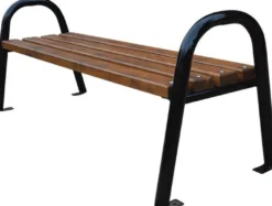 Casa Padrino Luxus Gartenbank Dunkelbraun / Schwarz 180 x 44 x H. 64 cm - Moderne Massivholz Bank mit Stahl Beinen - Garten Sitzbank - Parkbank - Garten Möbel