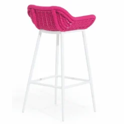 Casa Padrino Luxus Garten Barstuhl Pink / Weiß - Luxus Garten & Terrassen Möbel