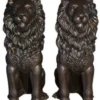 Casa Padrino Luxus Garten Deko Bronze Skulpturen Set Löwen H. 206 cm - Bronze Figuren