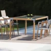Casa Padrino Luxus Garten Essgruppe Beige 7-teilig 90 x H. 75 cm - Wetterfest und hochwertig verarbeitet - Moderne Garten Möbel - Luxus Qualität