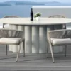 Casa Padrino Luxus Garten Essgruppe Weiß 7-teilig 120 x H. 75 cm - Wetterfest und hochwertig verarbeitet - Moderne Garten Möbel - Luxus Qualität
