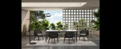 Casa Padrino Luxus Garten Essgruppe Sandfarben / Schwarz 7-teilig 100 x H. 76 cm - Wetterfest und hochwertig verarbeitet - Moderne Garten Möbel - Luxus Qualität