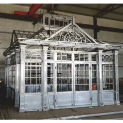 Casa Padrino Luxus Gartenhaus Weiß 472 x 396 x H. 548 cm - Schmiedeeisen Garten Pavillon mit Fensterscheiben