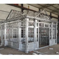 Casa Padrino Luxus Gartenhaus Weiß 472 x 396 x H. 548 cm - Schmiedeeisen Garten Pavillon mit Fensterscheiben