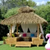 Casa Padrino Luxus Gartenhaus Naturfarben 400 x 400 x H. 350 cm - Wetterbeständiges Bambus Garten Haus - Bambus Pool Haus - Bambus Outdoor Haus - Luxus Bambus Gartenhäuser