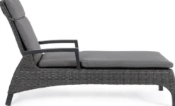 Casa Padrino Luxus Gartenliege Grau / Anthrazit 205 x 70 x H. 72-106 cm - Moderne Wetterbeständige Liege mit verstellbarer Rückenlehne und Armlehnen - Garten Hotel Pool Möbel - Luxus Qualität
