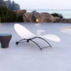 Casa Padrino Luxus Gartenliege Matt Weiß / Anthrazitgrau 205 cm