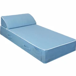Casa Padrino Luxus Gartenliege Hellblau / Weiß 180 x 80 cm - Luxus Poolliege