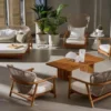 Casa Padrino Luxus Garten Liege Weiß 5-teilig 200 x 85 x H. 80 cm - Wetterfest und hochwertig verarbeitet - Moderne Garten Möbel - Luxus Qualität