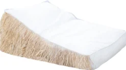 Casa Padrino Luxus Gartenliege mit Fransen Weiß / Naturfarben 140 cm