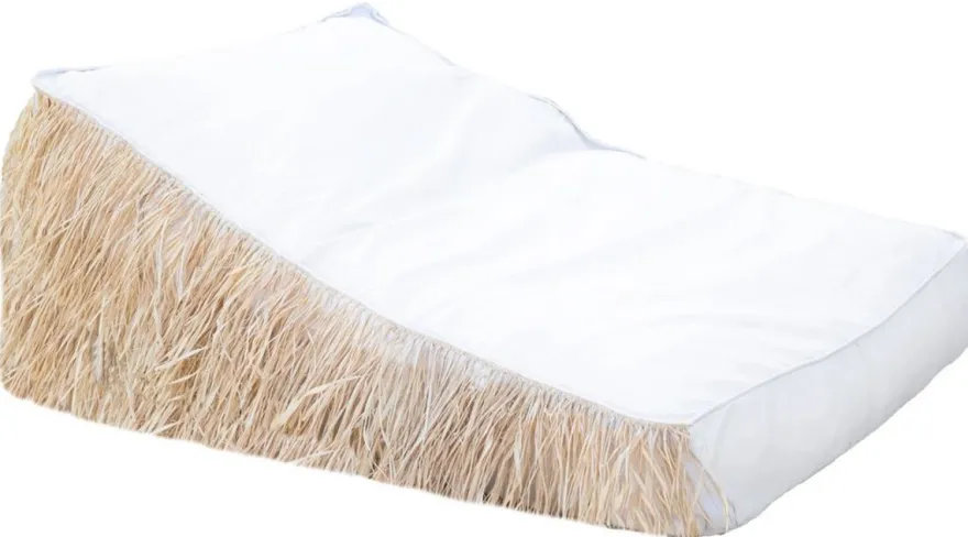 Casa Padrino Luxus Gartenliege mit Fransen Weiß / Naturfarben 140 cm