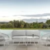 Casa Padrino Luxus Garten Lounge Set Grau 5-teilig 204 x 86 x H. 85 cm - Wetterfest und hochwertig verarbeitet - Moderne Garten Möbel - Luxus Qualität