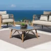 Casa Padrino Luxus Garten Lounge Set Beige 4-teilig 210 x 75 x H. 90 cm - Wetterfest und hochwertig verarbeitet - Moderne Garten Möbel - Luxus Qualität