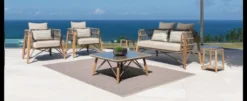 Casa Padrino Luxus Garten Lounge Set Beige 4-teilig 210 x 75 x H. 90 cm - Wetterfest und hochwertig verarbeitet - Moderne Garten Möbel - Luxus Qualität