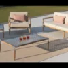 Casa Padrino Luxus Garten Lounge Set Beige 5-teilig 221.5 x 80 x H. 76 cm - Wetterfest und hochwertig verarbeitet - Moderne Garten Möbel - Luxus Qualität