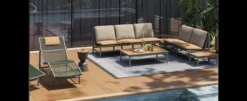 Casa Padrino Luxus Garten Lounge Set Grau / Beige 6-teilig 210 x 86 x H. 86 cm - Wetterfest und hochwertig verarbeitet - Moderne Garten Möbel - Luxus Qualität