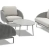 Casa Padrino Luxus Garten Lounge Set Grau / Weiß 4-teilig 205 x 85 x H. 78 cm - Wetterfest und hochwertig verarbeitet - Moderne Garten Möbel - Luxus Qualität