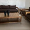 Casa Padrino Luxus Garten Lounge Set Braun 5-teilig 240 x 86 x H. 78 cm - Wetterfest und hochwertig verarbeitet - Moderne Garten Möbel - Luxus Qualität