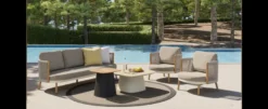 Casa Padrino Luxus Garten Lounge Set Olivgrau / Grau 4-teilig 224 x 85 x H. 89 cm - Wetterfest und hochwertig verarbeitet - Moderne Garten Möbel - Luxus Qualität