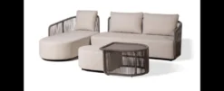 Casa Padrino Luxus Garten Lounge Set Beige / Braun 5-teilig 187 x 86 x H. 74 cm - Wetterfest und hochwertig verarbeitet - Moderne Garten Möbel - Luxus Qualität