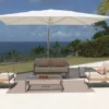 Casa Padrino Luxus Garten Lounge Set Taupe 5-teilig 202 x 92 x H. 75 cm - Wetterfest und hochwertig verarbeitet - Moderne Garten Möbel - Luxus Qualität