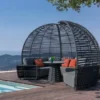 Casa Padrino Luxus Garten Lounge Set Anthrazit 8-teilig 190 x 200 x H. 220 cm - Wetterfest und hochwertig verarbeitet - Moderne Garten Möbel - Luxus Qualität