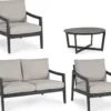 Casa Padrino Luxus Gartenmöbel Set Grau / Anthrazit - 1 Luxus Gartensofa & 2 Luxus Gartensessel & 1 Luxus Gartentisch - Garten Möbel - Hotel Möbel - Pool Möbel - Outdoor Möbel - Luxus Möbel