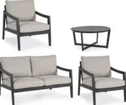 Casa Padrino Luxus Gartenmöbel Set Grau / Anthrazit - 1 Luxus Gartensofa & 2 Luxus Gartensessel & 1 Luxus Gartentisch - Garten Möbel - Hotel Möbel - Pool Möbel - Outdoor Möbel - Luxus Möbel
