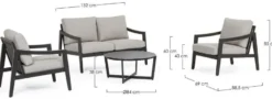 Casa Padrino Luxus Gartenmöbel Set Grau / Anthrazit - 1 Luxus Gartensofa & 2 Luxus Gartensessel & 1 Luxus Gartentisch - Garten Möbel - Hotel Möbel - Pool Möbel - Outdoor Möbel - Luxus Möbel