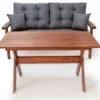 Casa Padrino Luxus Gartenmöbel Set Anthrazit / Dunkelbraun - 1 Garten Sofa & 2 Garten Sessel & 1 Garten Esstisch - Garten Möbel - Terrassen Möbel - Luxus Möbel