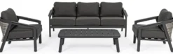 Casa Padrino Luxus Gartenmöbel Set Anthrazit - 1 Gartensofa & 2 Gartensessel & 1 Gartentisch - Moderne Luxus Garten & Terrassen Möbel - Luxus Kollektion
