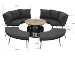 Casa Padrino Luxus Garten Möbel Set Grau / Naturfarben - 2 Gartensofas & 2 Gartenbänke & 1 Gartentisch
