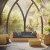 Casa Padrino Luxus Gartenmöbel Set Naturfarben / Anthrazit