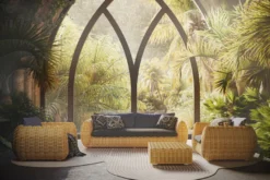 Casa Padrino Luxus Gartenmöbel Set Naturfarben / Anthrazit