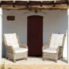 Casa Padrino Luxus Garten Relax Sessel Naturfarben / Cremefarben 71 x 97 x H. 98 cm - Wetterbeständiger Garten & Terrassen Sessel - Garten & Terrassen Möbel - Luxus Qualität